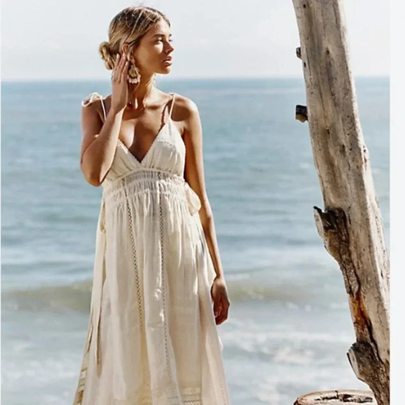 Free People Pants - Free People Nikki Co-Ord 2 Piece Matching Set in Ivory Cotton New Size Large